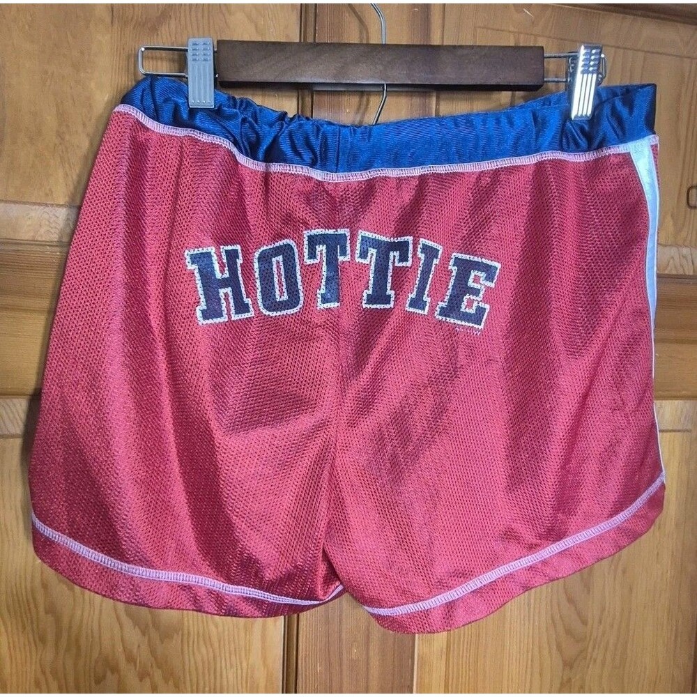 Vintage e.b.g.b. HOTTIE 20 USA Athletic Mesh Shorts Red Blue White Size L